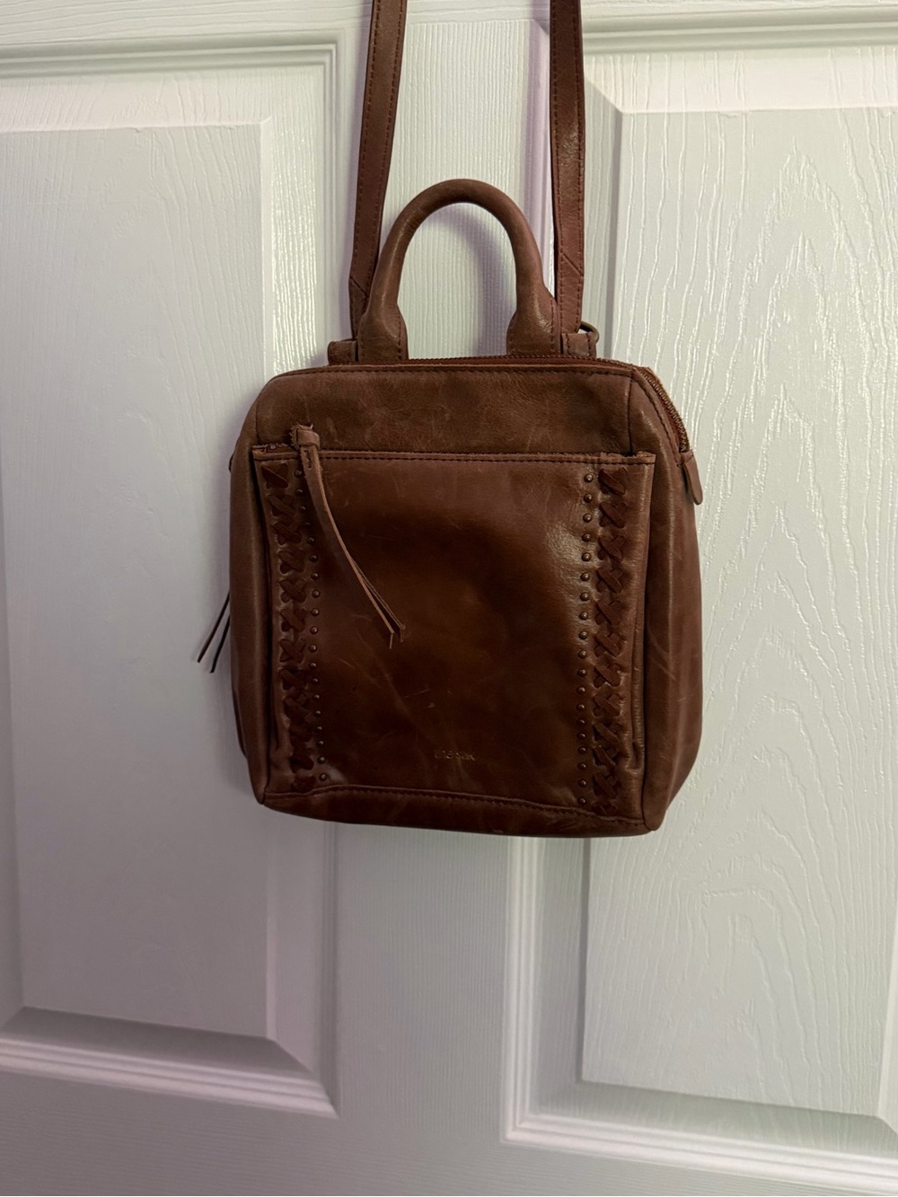 The Sak Loyola Leather Mini Backpack Crossbody Convertible Bag Brown